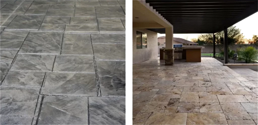 Concrete slabs used in landscape design